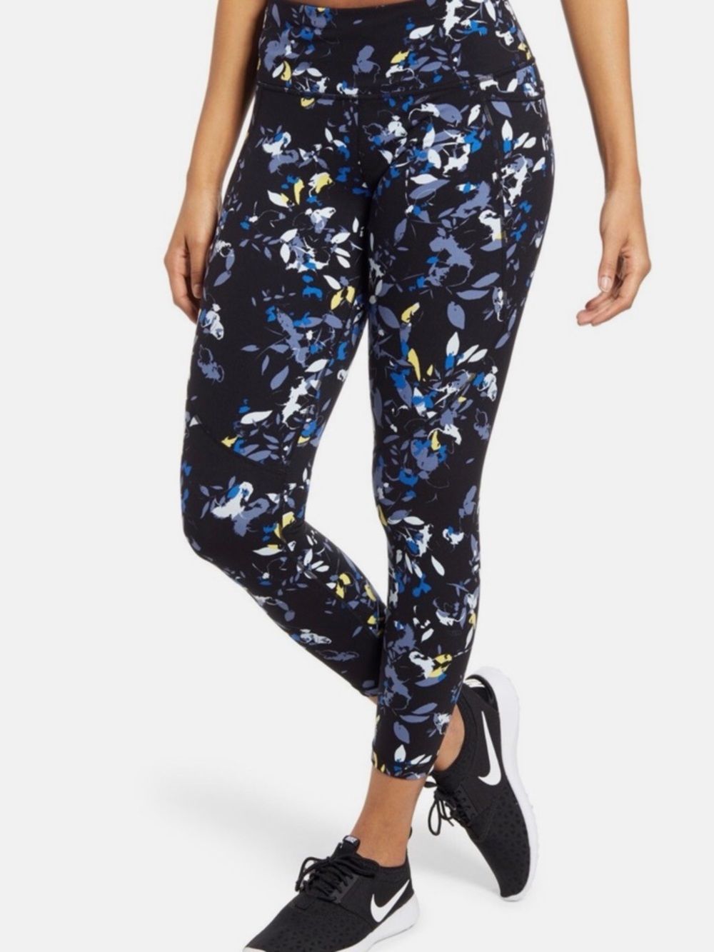 Sweaty Betty Floral Print Leggings - Black, Blue, Yellow, White
